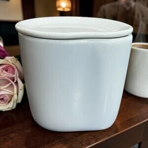 Starbucks Organic by Aida White Creamer Sugar Cup Lid 8 oz Ceramic EUC